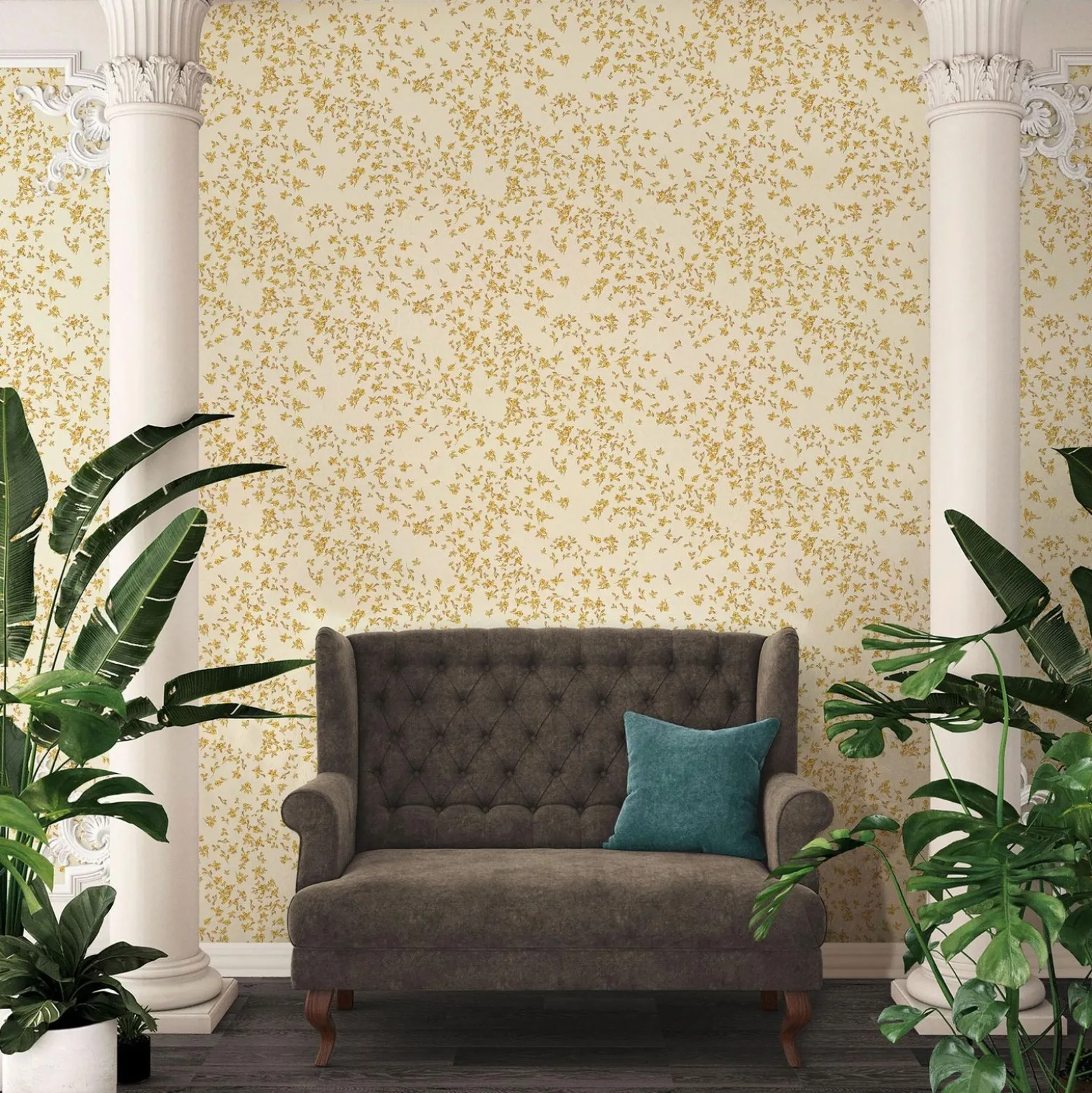 Tapete Versace Home Kleine Blumen creme-weiß 935855