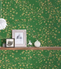 Tapete Versace Home Kleine Blumen grün gold 935856