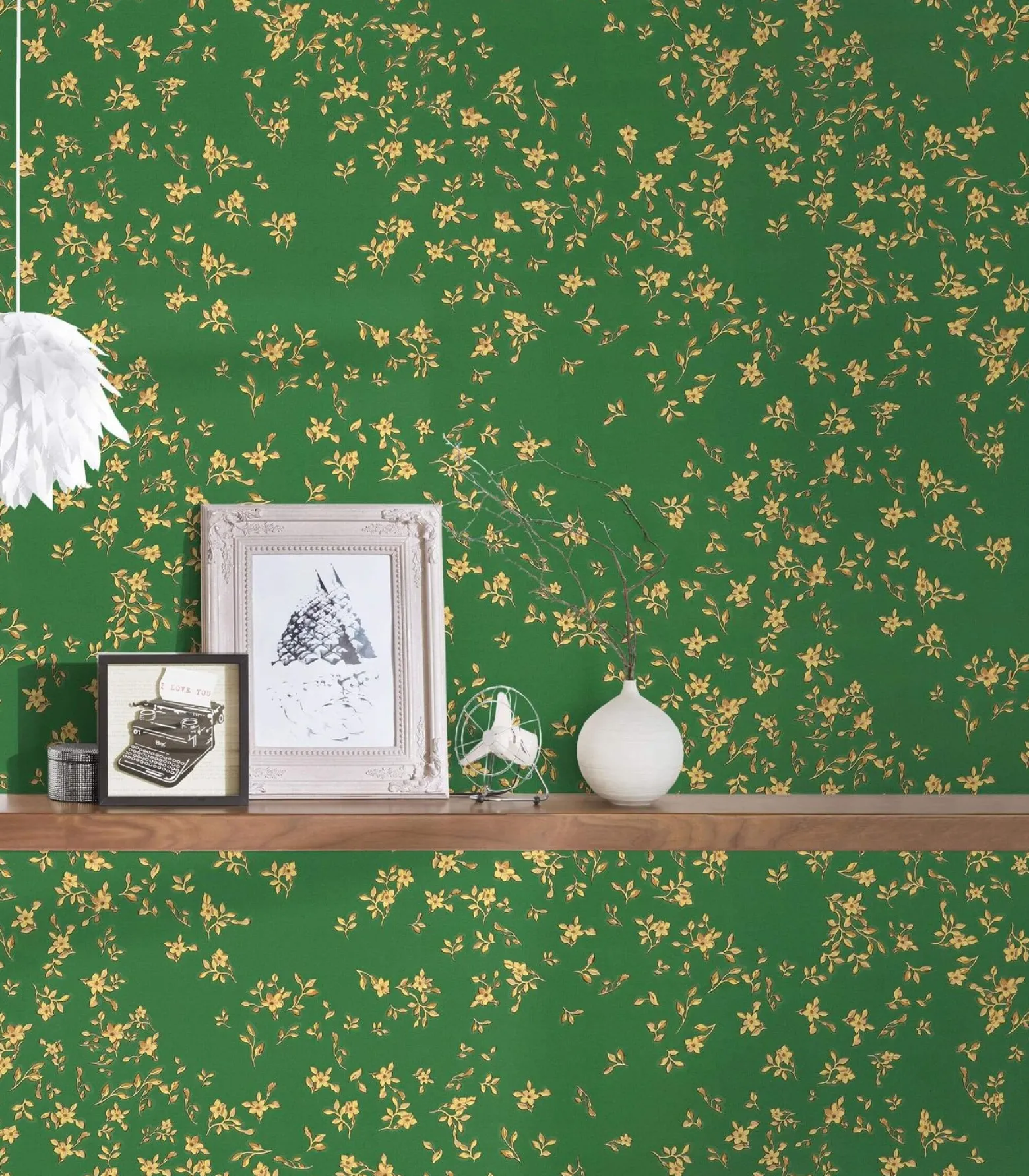 Tapete Versace Home Kleine Blumen grün gold 935856