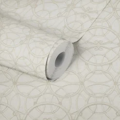 Tapete Versace Home Kreise creme weiß Metallic 370493
