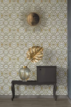 Tapete Versace Home Kreise creme silber Metallic 370492