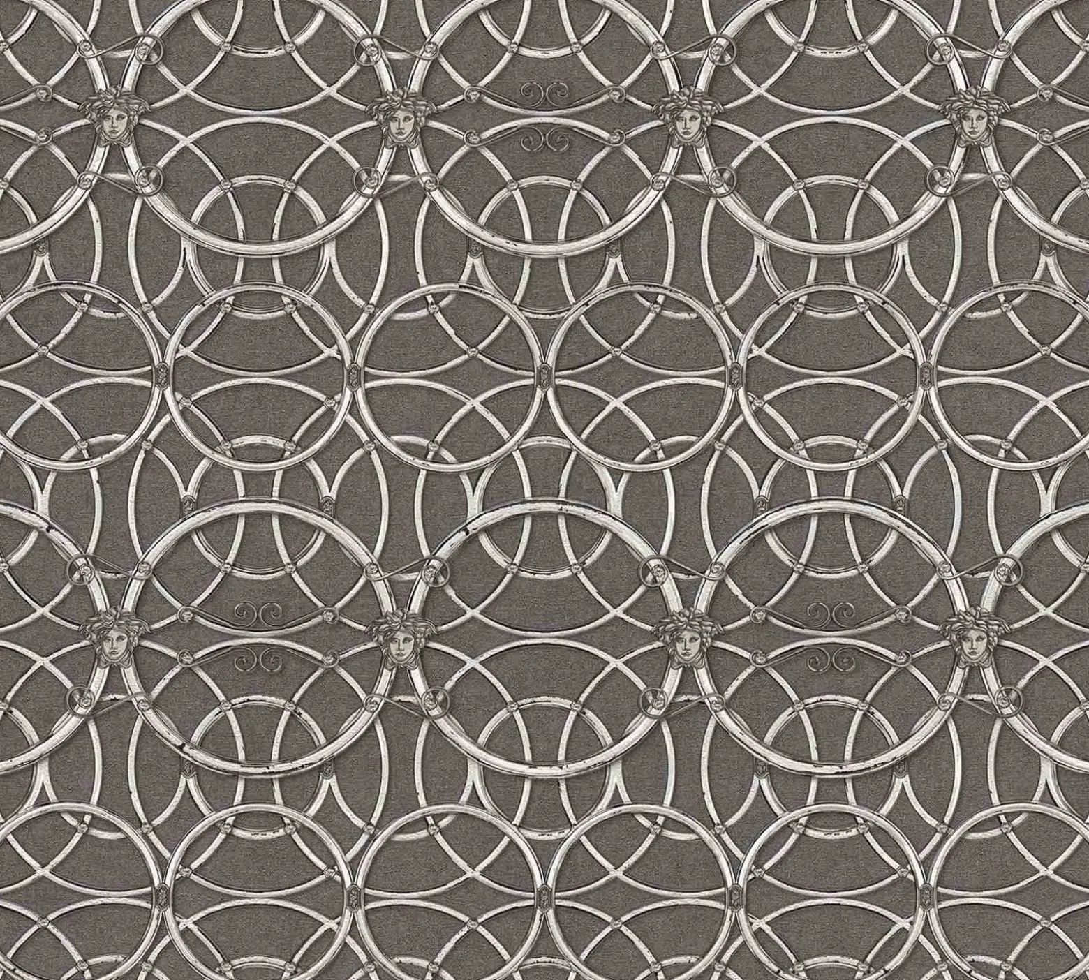 Tapete Versace Home Kreise grau creme Metallic 370495