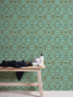 Tapete Versace Home Kreise mint-grün Metallic 370497