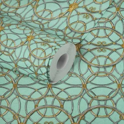 Tapete Versace Home Kreise mint-grün Metallic 370497