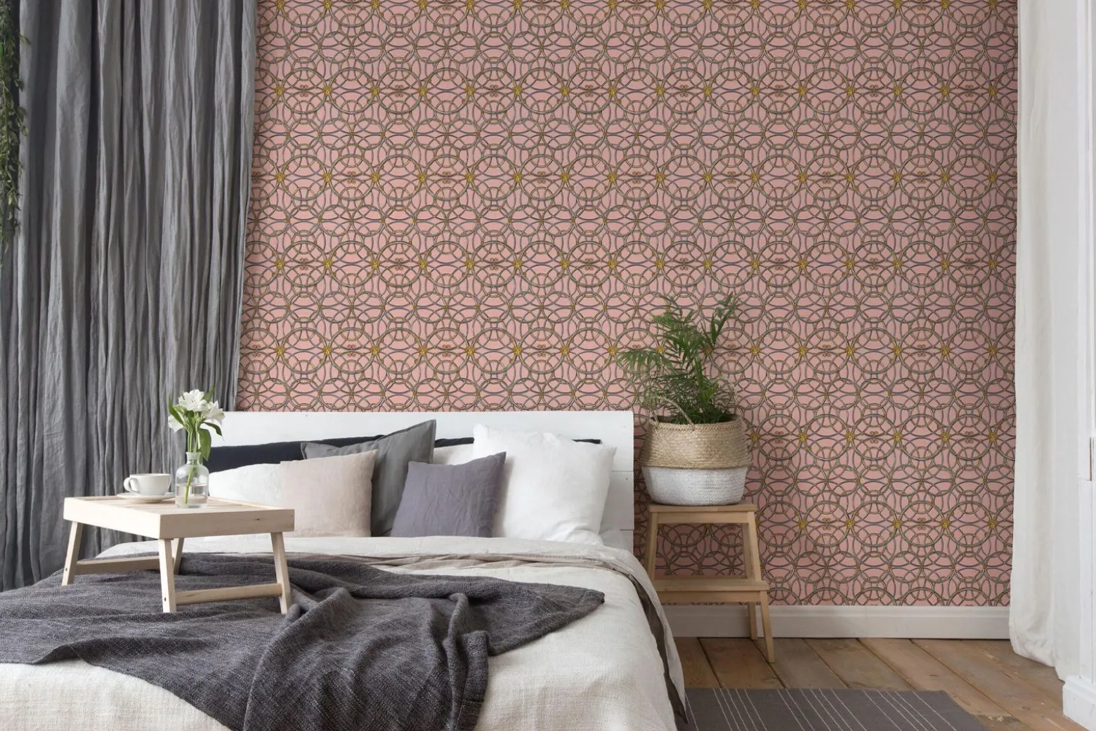 Tapete Versace Home Kreise rosa silber Metallic 370496