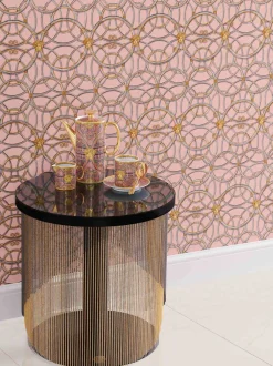 Tapete Versace Home Kreise rosa silber Metallic 370496