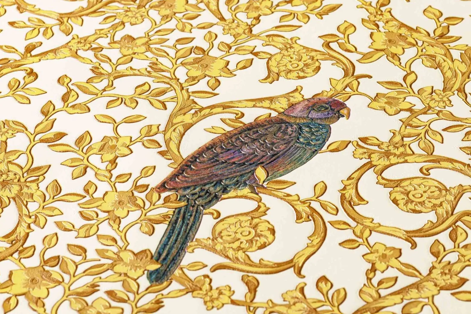 Tapete Versace Home Ornament Vögel weiß Metallic 370532