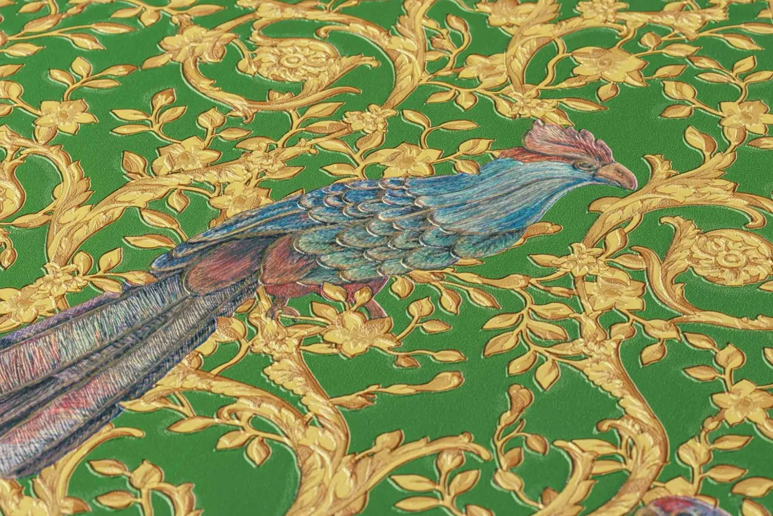 Tapete Versace Home Ornament Vögel grün Metallic 370533