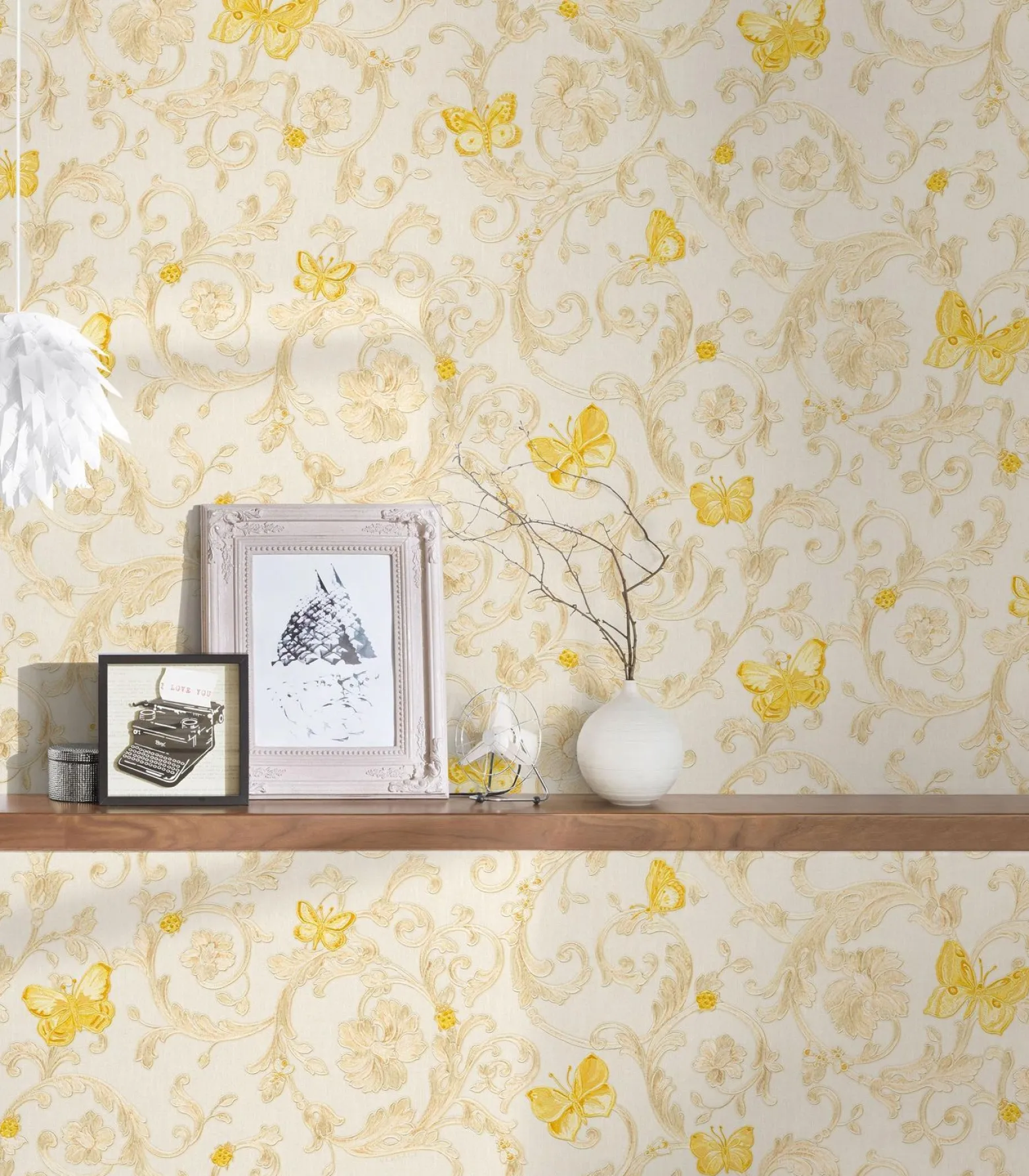 Tapete Versace Home Ranken weiß gold Glitzer 34325-1