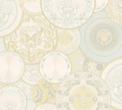 Tapete Versace Home Teller creme-silber Metallic 34901-2