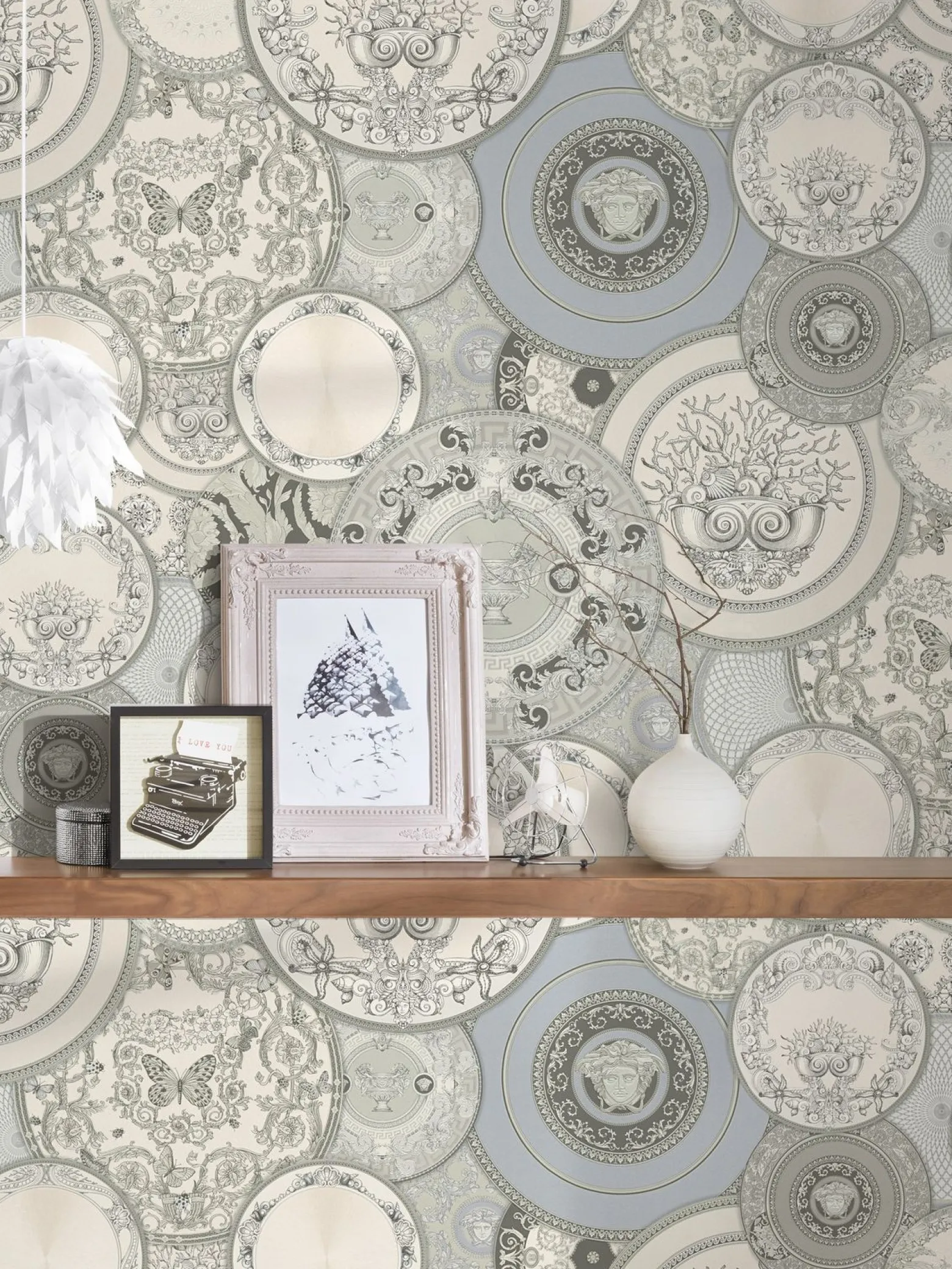 Tapete Versace Home Teller silber-weiß Metallic 34901-3