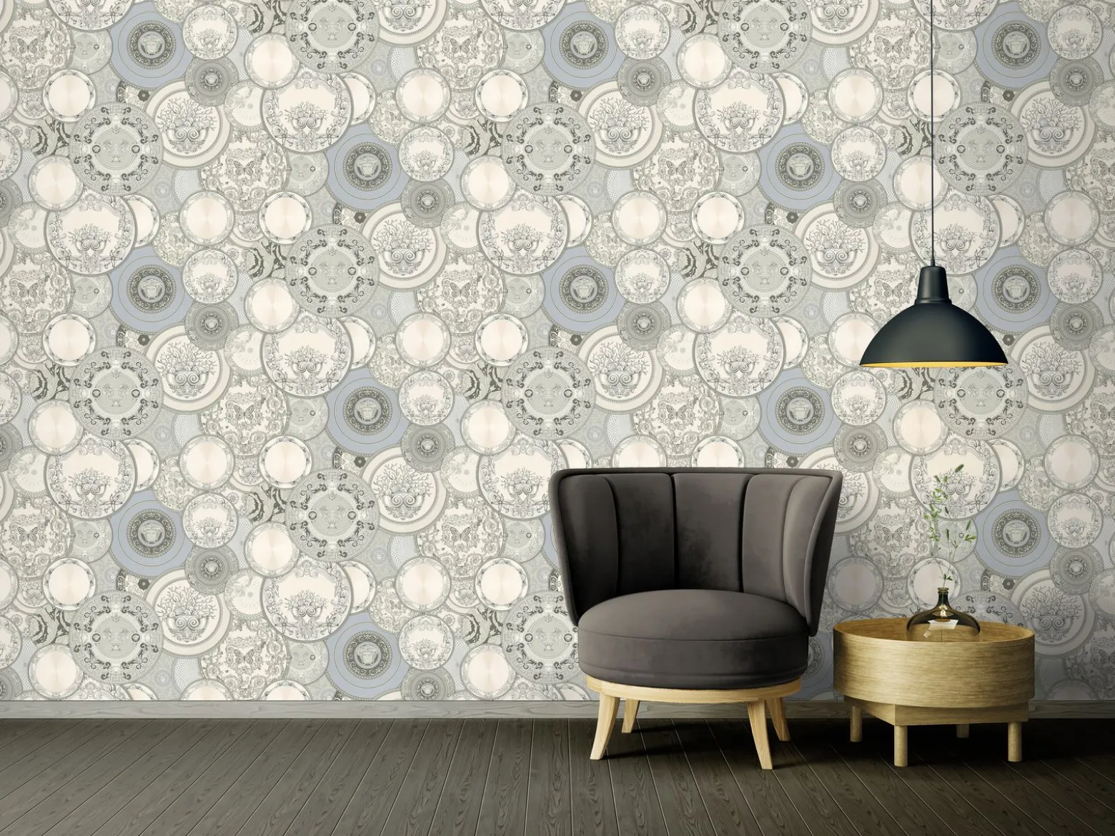 Tapete Versace Home Teller silber-weiß Metallic 34901-3