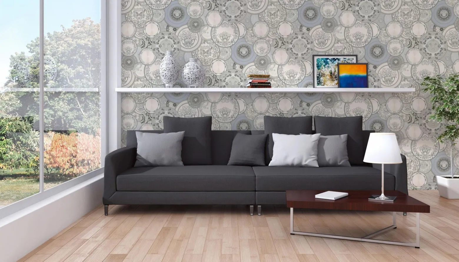 Tapete Versace Home Teller silber-weiß Metallic 34901-3