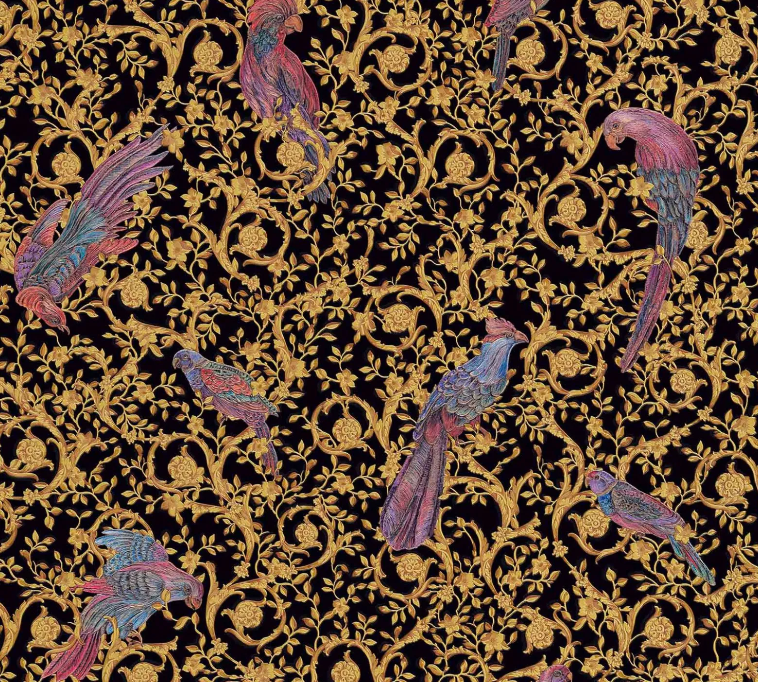 Tapete Versace Home Vögel schwarz Metallic 370531