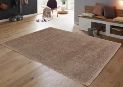 Teppich flauschig einfarbig braun Hochflor Astra Salerno