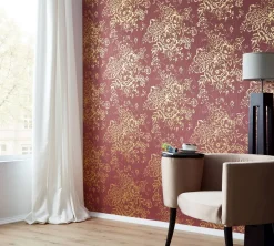 Textiltapete Blumen hellrot gold Architects Paper 30657-6