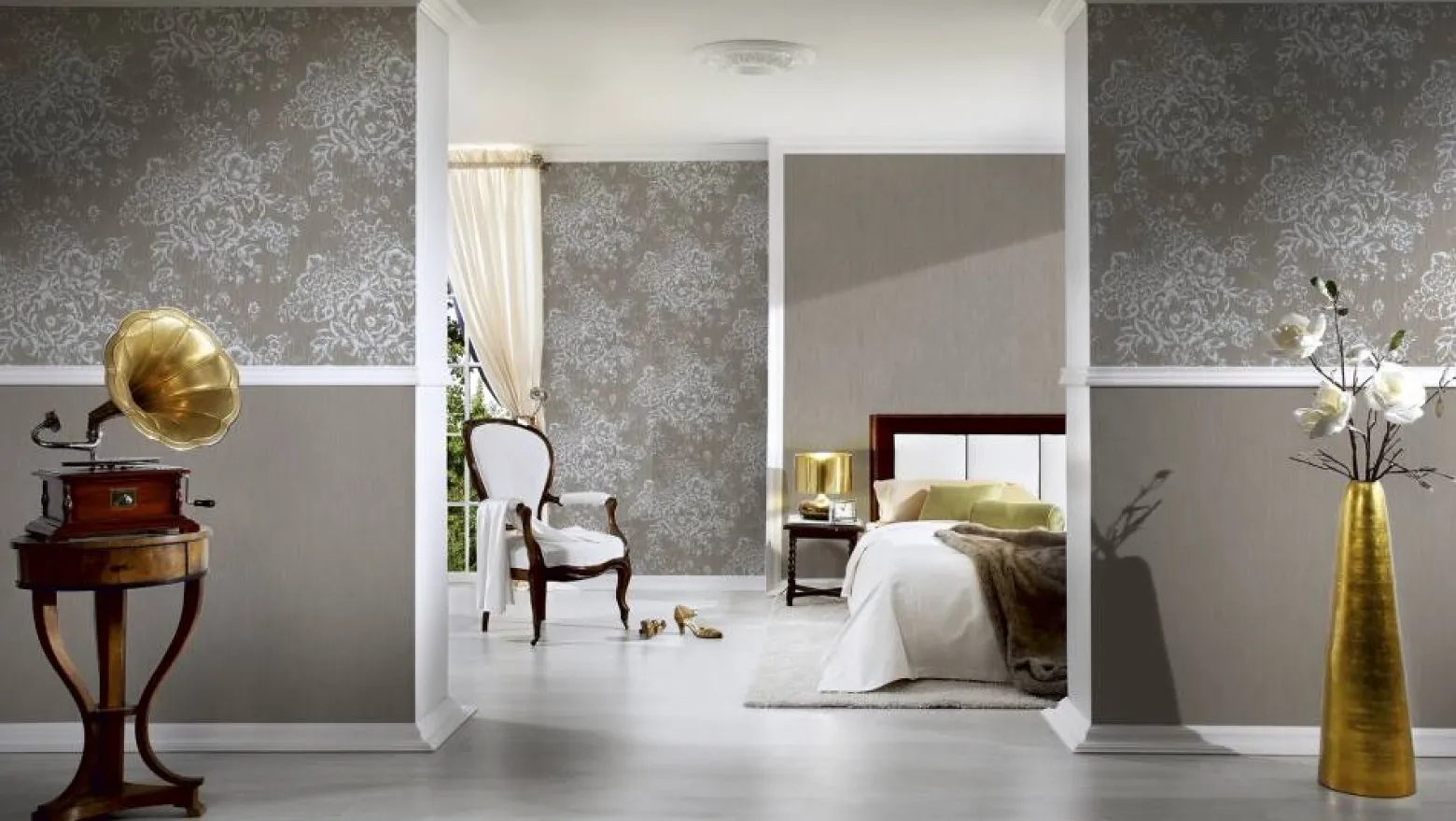 Textiltapete Blumen taupe silber Architects Paper 30657-4