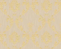 Textiltapete Ornamente beigegrau gold 30658-2