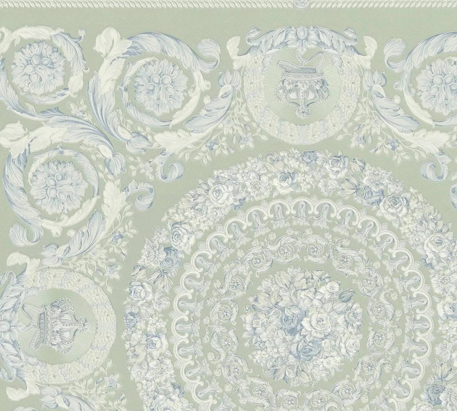 Versace Vliestapete Barock Grün Weiß Glanz 79134-3