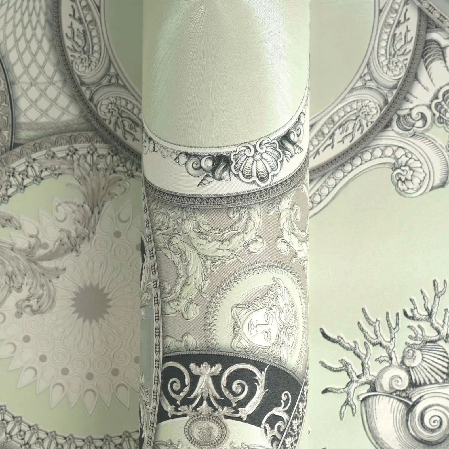 Versace Vliestapete Barock Grün Perlmutt Metallic 79136-2