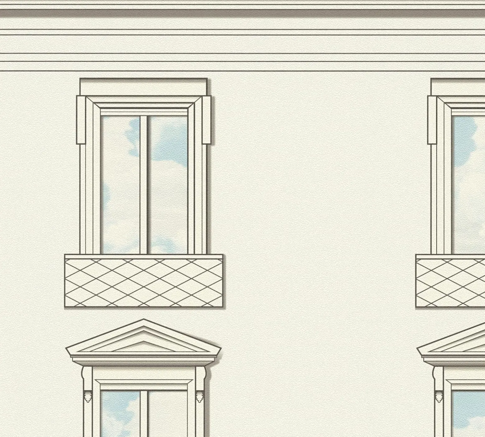 Versace Vliestapete Fenster 3D-Optik Creme Grau 79132-3