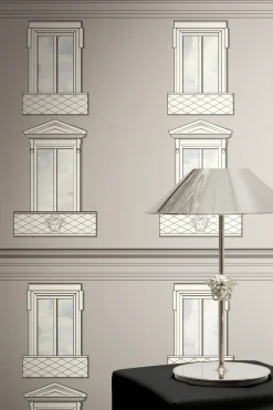 Versace Vliestapete Fenster 3D-Optik Grau Creme 79132-1