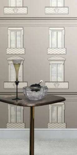 Versace Vliestapete Fenster 3D-Optik Grau Creme 79132-1