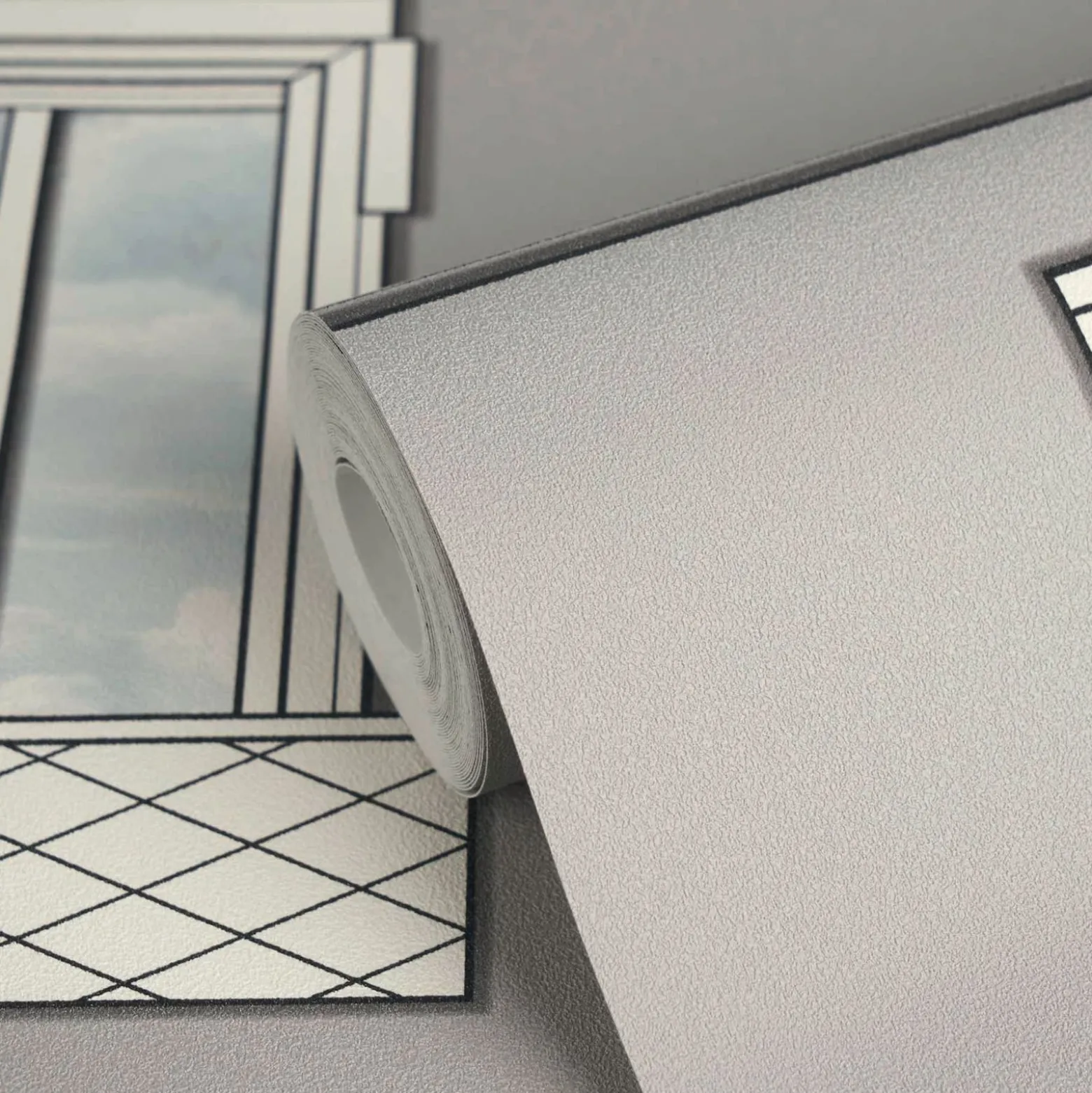 Versace Vliestapete Fenster 3D-Optik Grau Creme 79132-1