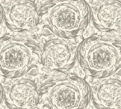 Versace Vliestapete Floral Cremeweiß Grau 79135-3