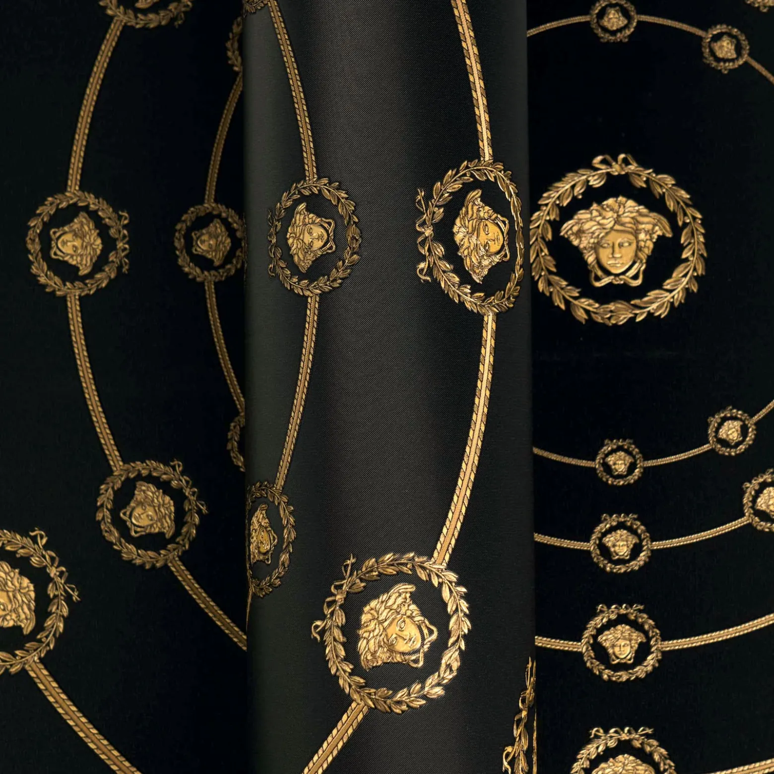 Versace Vliestapete Kreise Schwarz Gold Metallic 79175-5