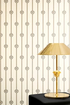 Versace Vliestapete Streifen Creme Beige Metallic 79173-5