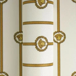 Versace Vliestapete Streifen Creme Gold Metallic 79173-1