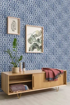 Vinyltapete Batikmuster blau weiß Myriad MY3002