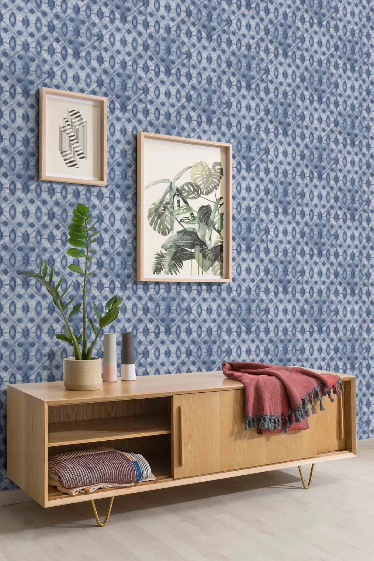 Vinyltapete Batikmuster blau weiß Myriad MY3002