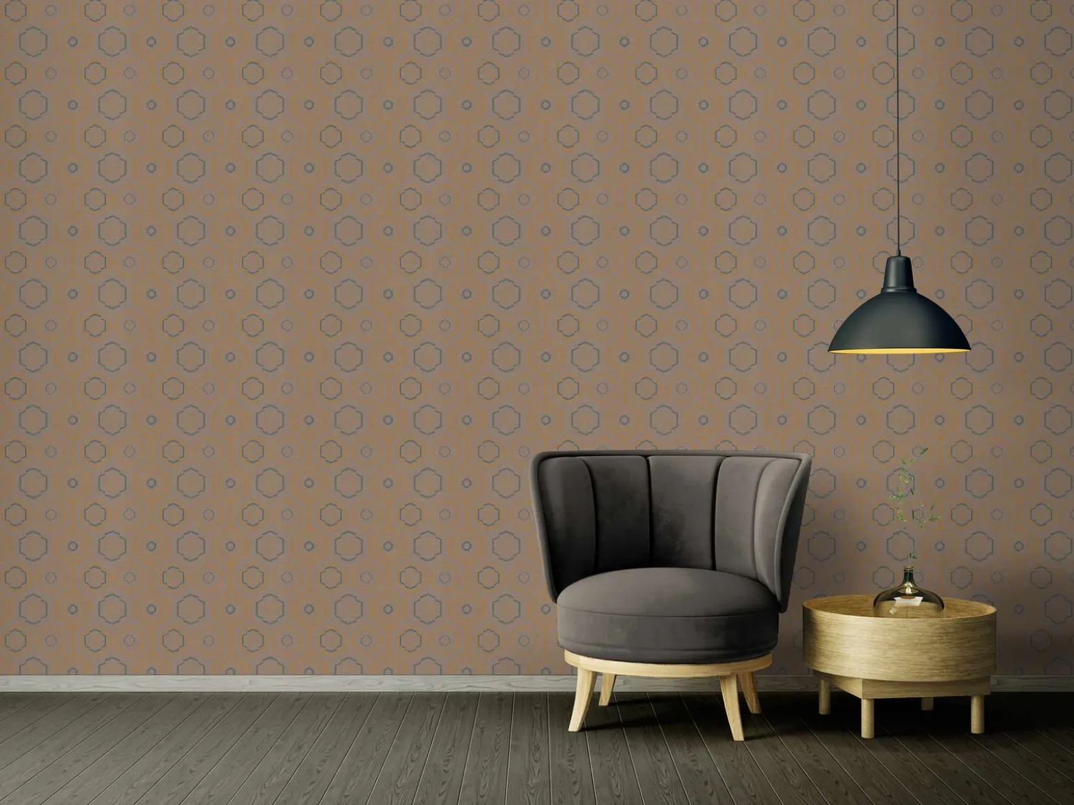 Vinyltapete Ethno Retro braun blau Ethnic Origin 37177-3