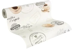 Vinyltapete Küche Vintage Kaffee weiß grau 94308-1