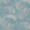 Vinyltapete Palmblätter blau grau metallic MY2002