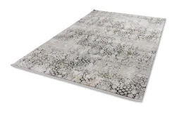 Viskose Teppich Floral anthrazit creme Astra Gravina