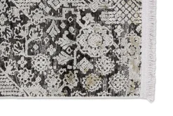 Viskose Teppich Floral anthrazit creme Astra Gravina