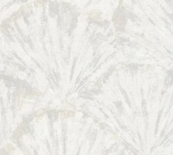 Vliestapete Abstrakt Blätter Weiß Silber Metallic 78198-3
