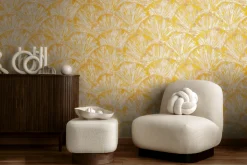 Vliestapete Abstrakt Blätter Beige Gold Metallic 78198-4