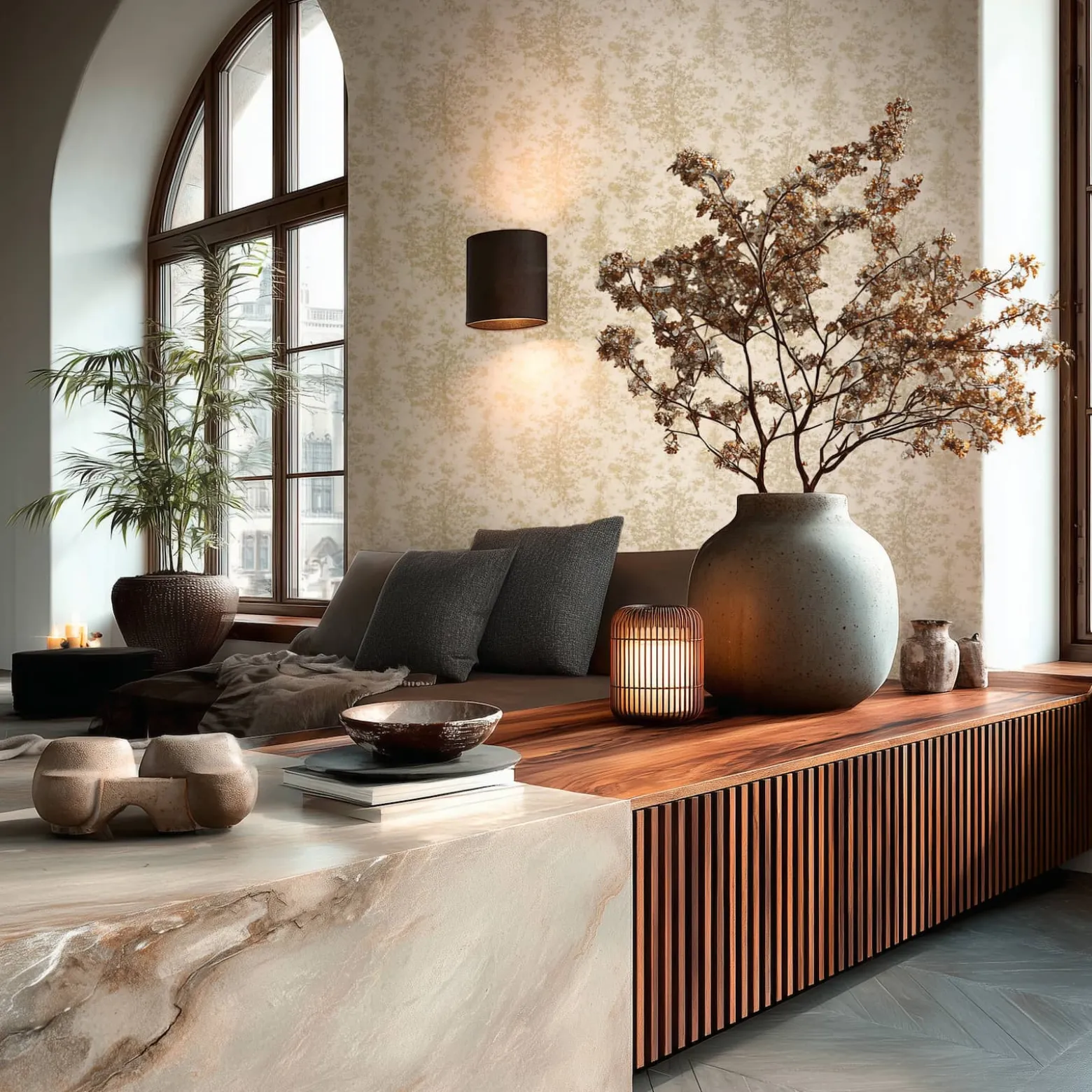 Vliestapete Abstrakt Bäume Wald Creme Gold Glitzer 79200-2