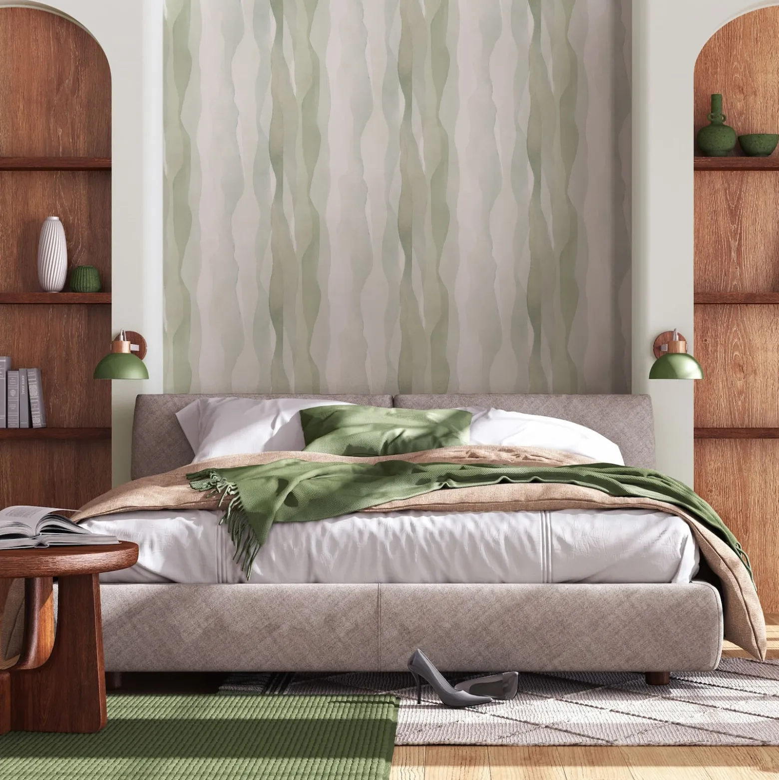 Vliestapete Aquarelloptik Modern Grün Creme 81634