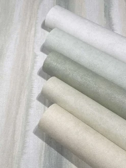 Vliestapete Aquarell Streifen Beige Grün Grau 34428