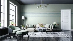 Vliestapete Aquarell Streifen Weiß Grün Blau 34425