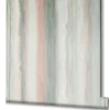 Vliestapete Aquarell Streifen Grün Apricot Creme 34426