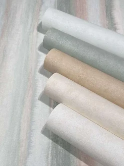 Vliestapete Aquarell Streifen Grün Apricot Creme 34426