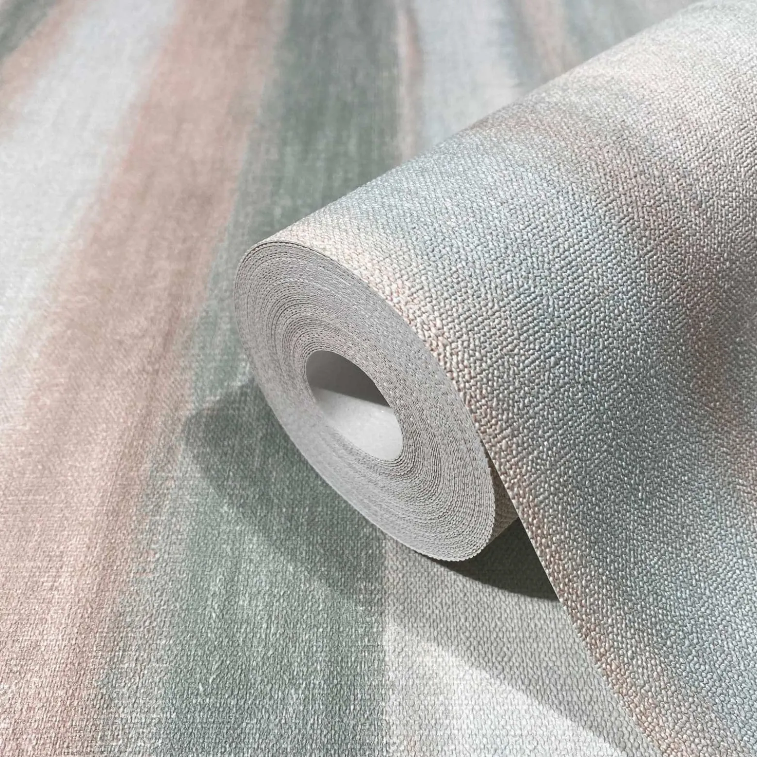 Vliestapete Aquarell Streifen Grün Apricot Creme 34426