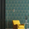Vliestapete Art Deco Fächer Grün Gold Metallic A54902