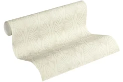 Vliestapete Art Deco grauweiß silber Metallic 37427-1